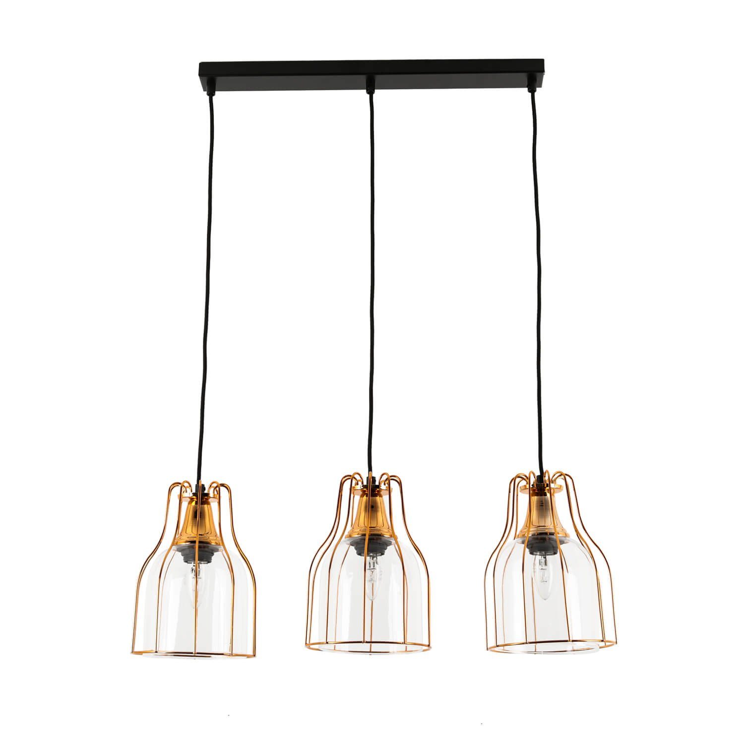 Licht-Erlebnisse Pendelleuchte ARIA, ohne Leuchtmittel, Hängeleuchte Kupfer Glas Metall Esszimmer Pendelleuchte Lampe