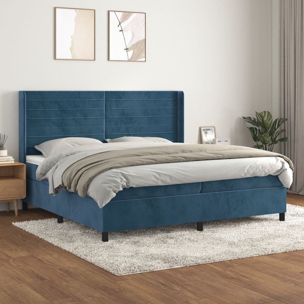 vidaXL Boxspringbett Boxspringbett mit Matratze Dunkelblau 200x200 cm Samt günstig online kaufen