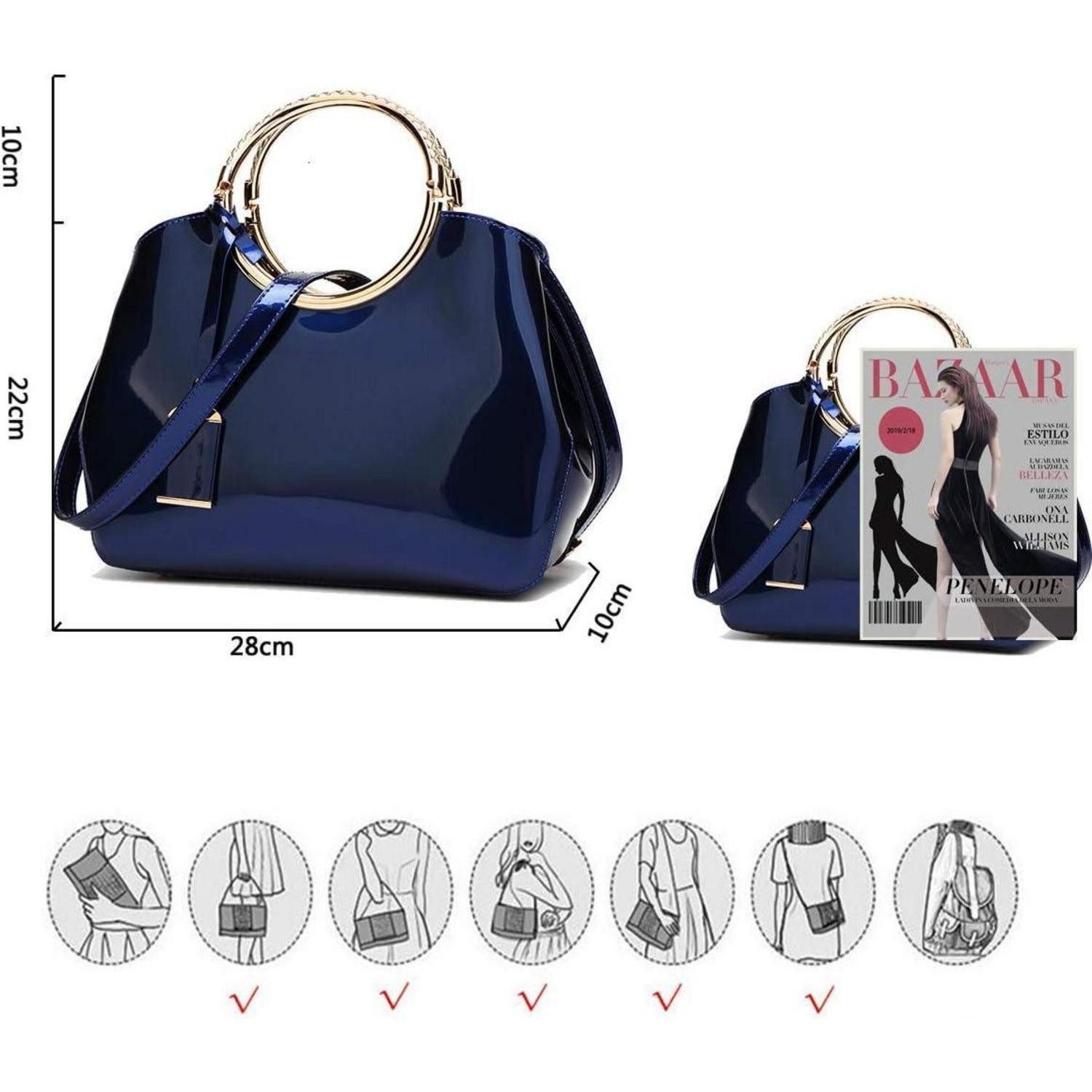 LuxusKollektion Handtasche Damen Handtasche PU-Lackleder Henkeltasche Schultertasche – Bild 5 von 5