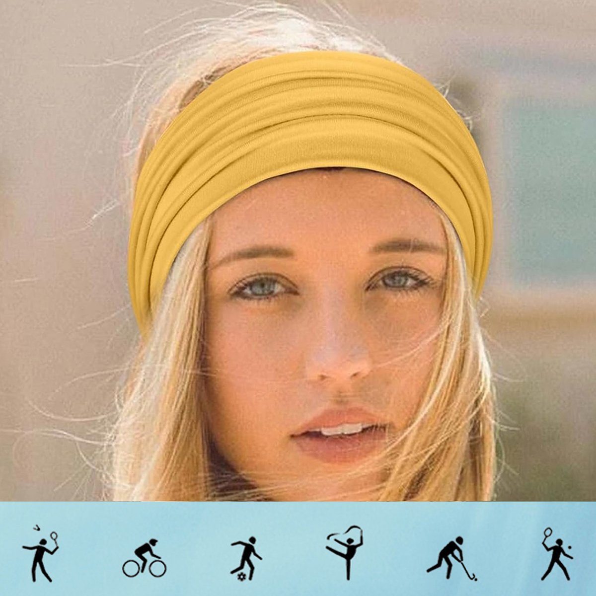 Jormftte Haarband Stirnband Damen Elastische Schwarz Weiß Hellgrau Breite für + Damen + Rosa Weiche Yoga + Haarband + Gelb + Kamel Sport