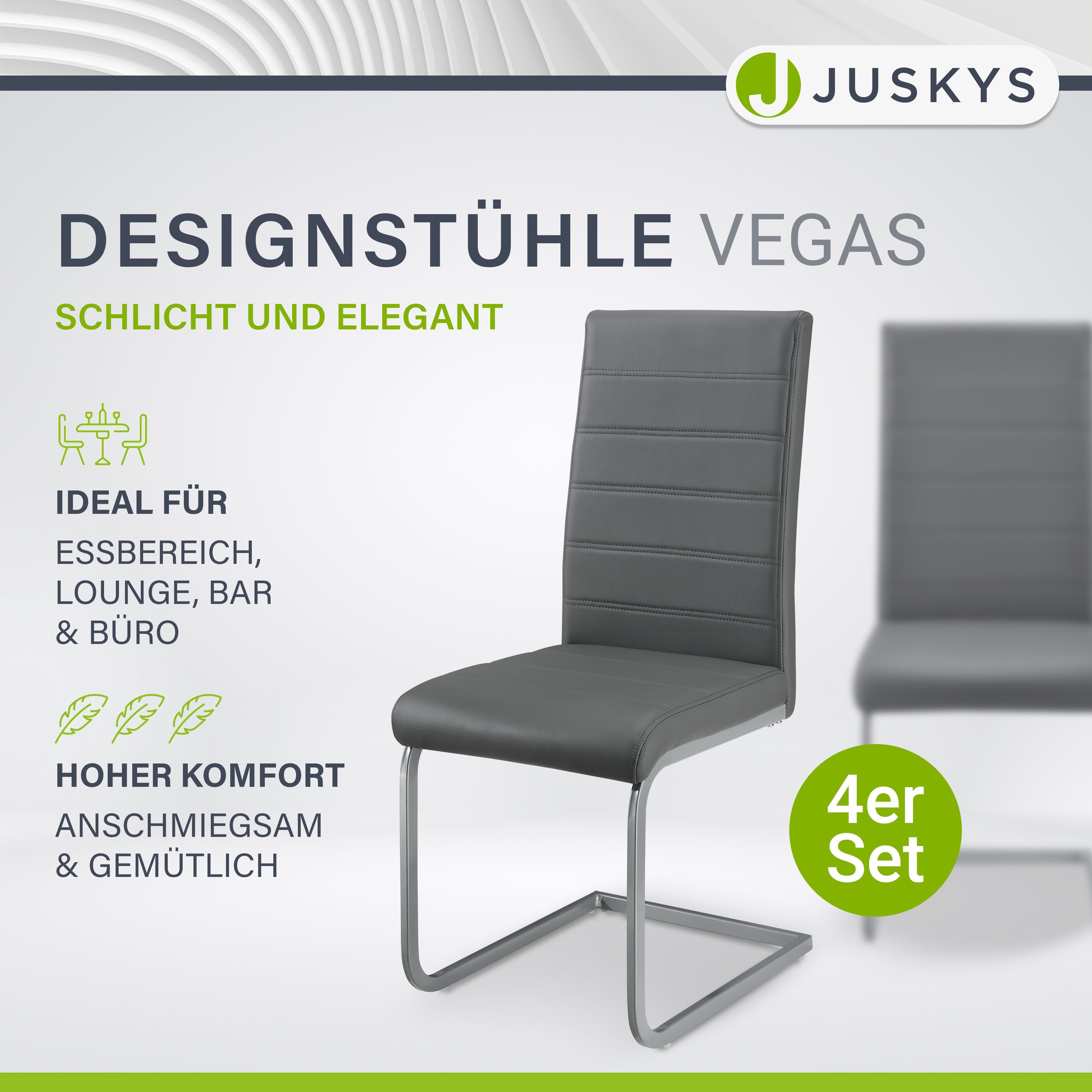 Juskys Freischwinger Vegas, hohe Rückenlehne, pflegeleicht, günstig online kaufen
