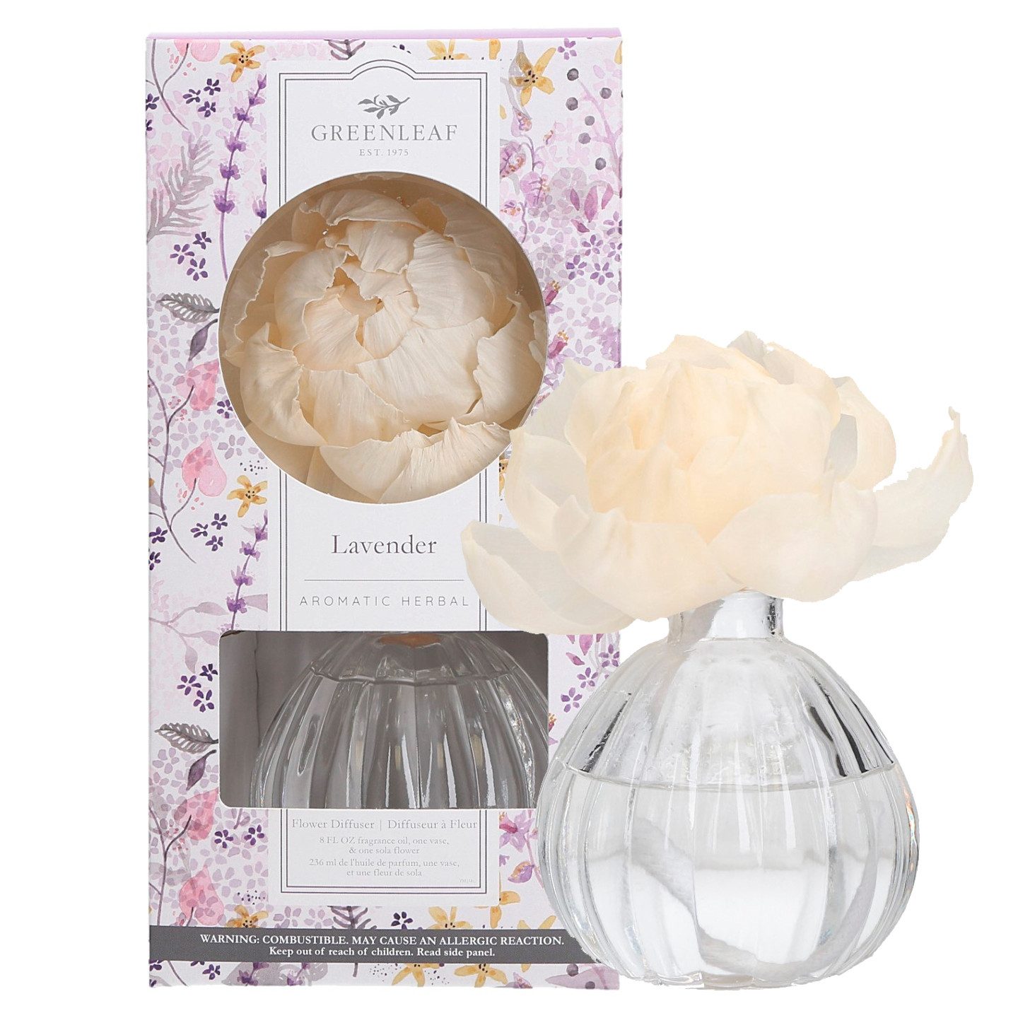 Greenleaf Raumduft Lavendel 236 ml (1-St), Diffuser mit Docht und Blume als Duftträger