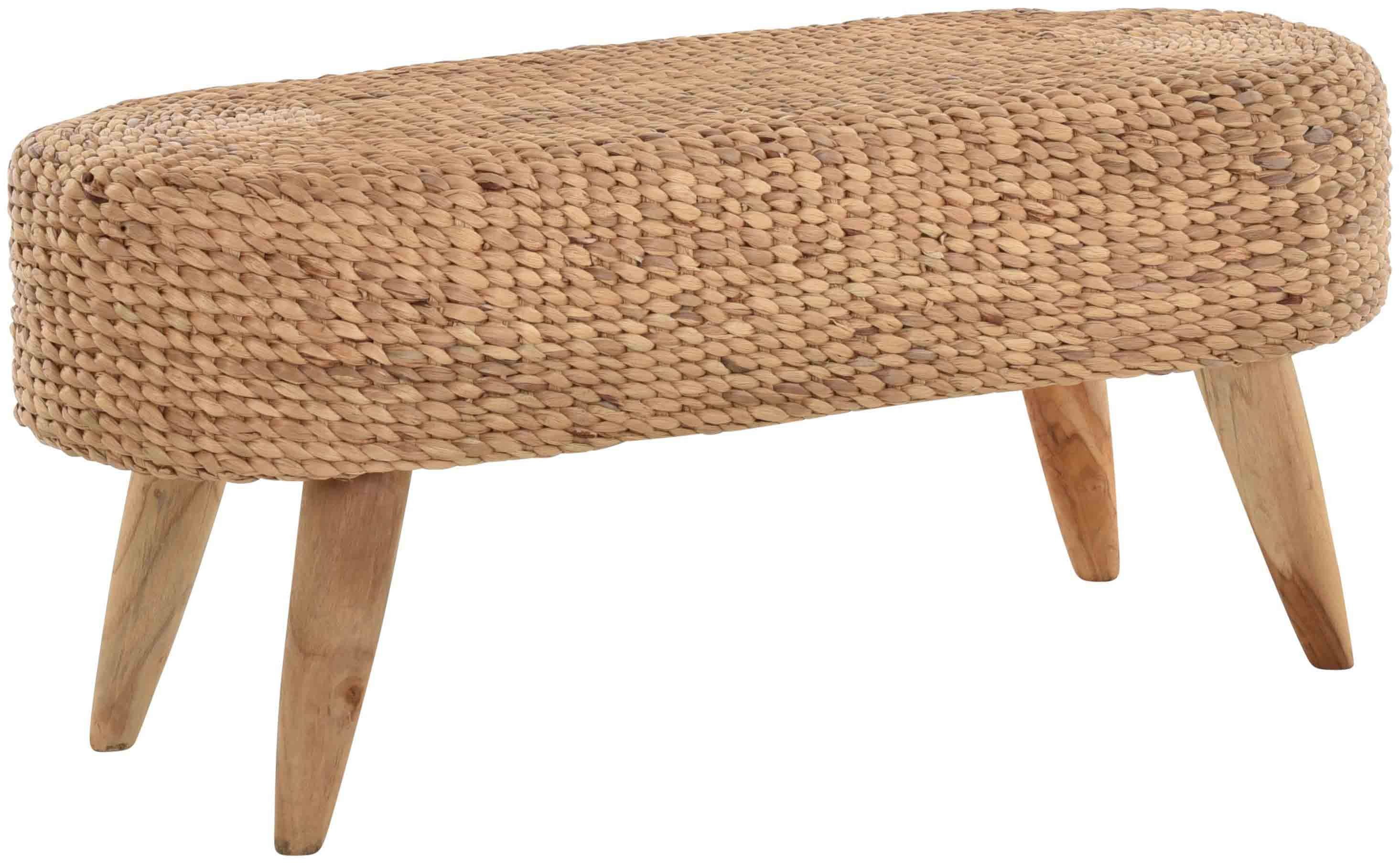 Krines Home Sitzbank Schmale Sitzbank, Braun/beige, Gr. 100 cm x 45 cm x 44 cm, Wasserhyazinthe, Gerade