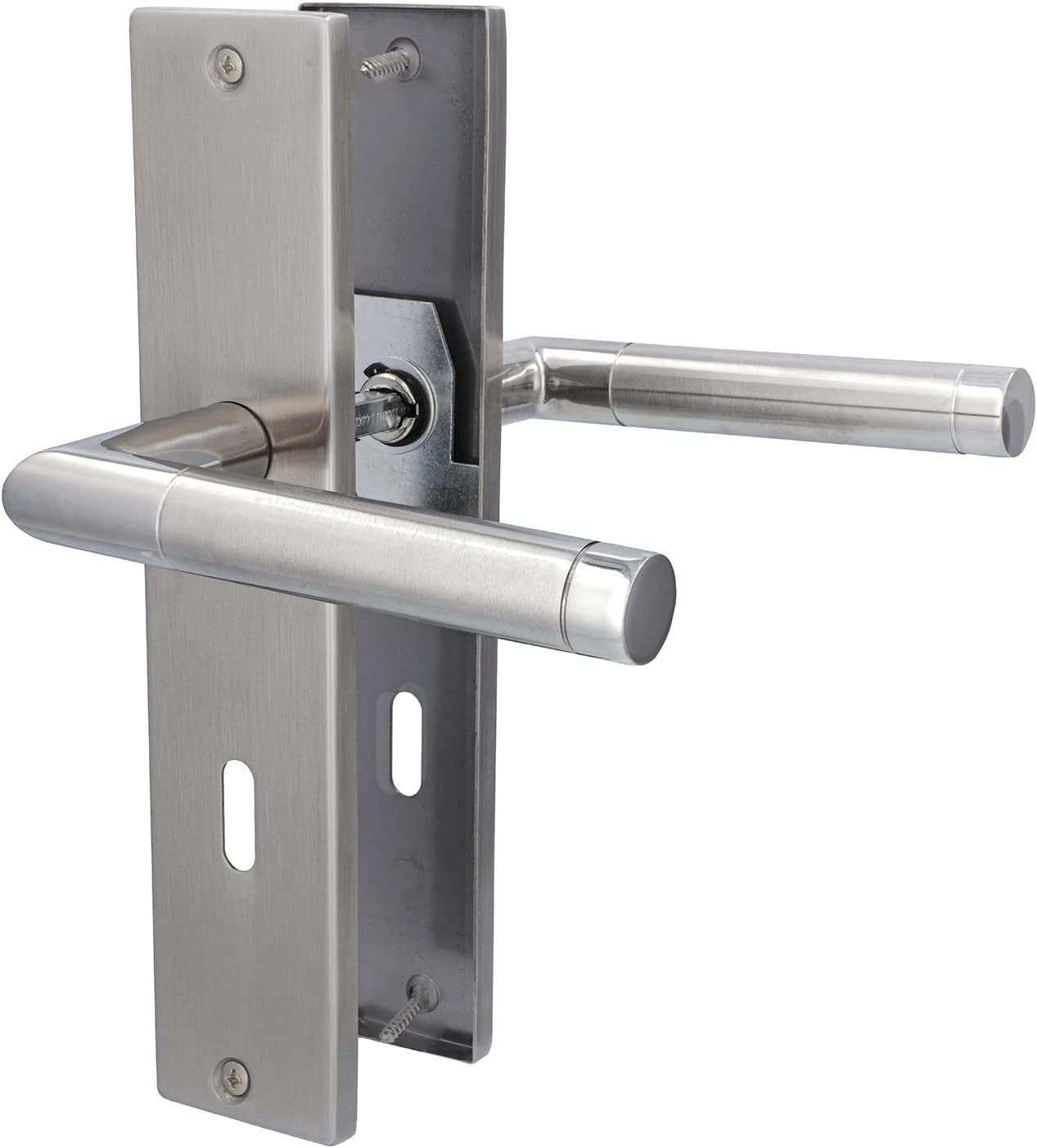 Alpertec Türbeschlag Renovierungsgarnitur für Zimmertüren mit Buntbartschloss (1 St), Edelstahl satiniert