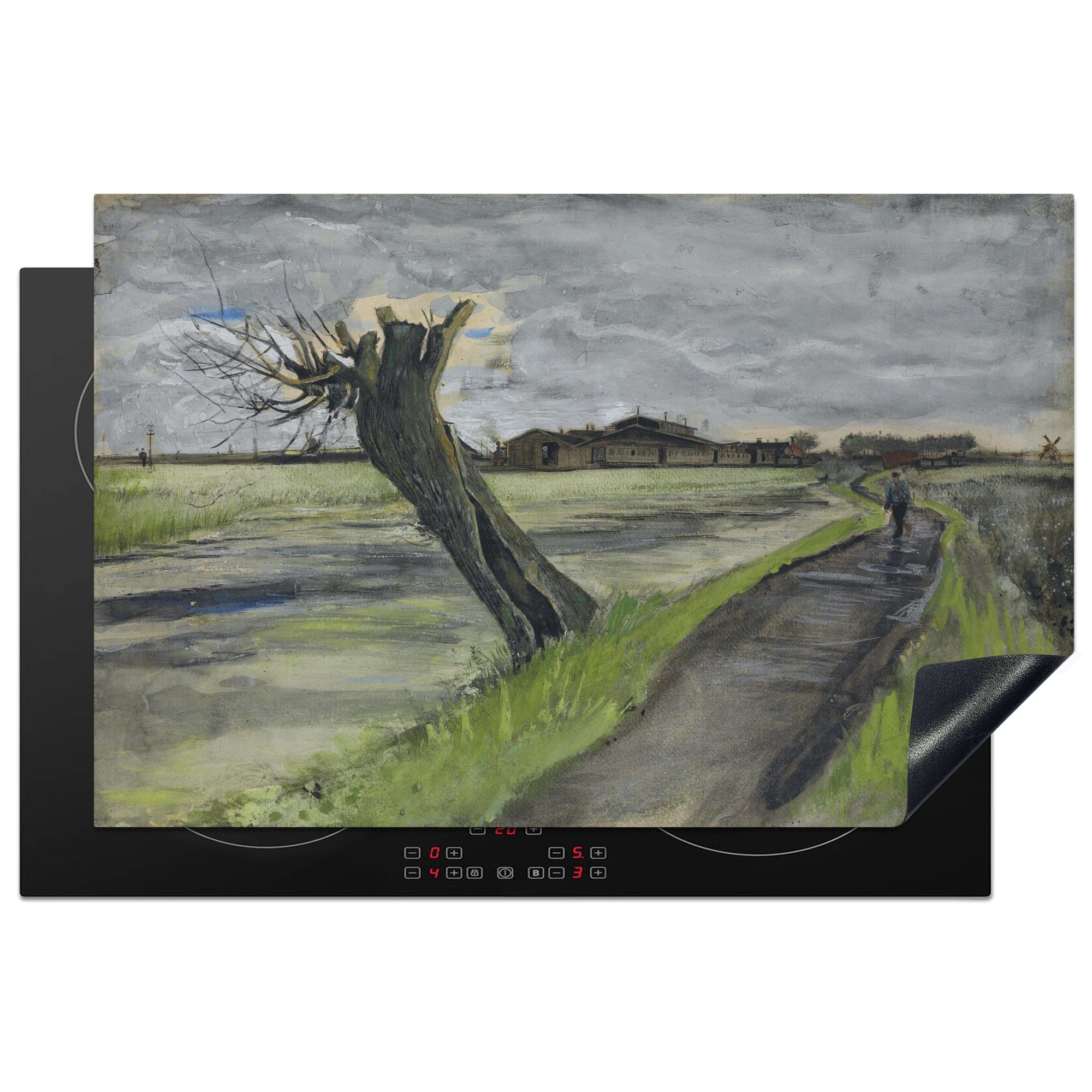 MuchoWow Herdblende-/Abdeckplatte Pollard Willow - Vincent van Gogh, Vinyl, (1 tlg), 81x52 cm, Induktionskochfeld Schutz für die küche, Ceranfeldabdeckung
