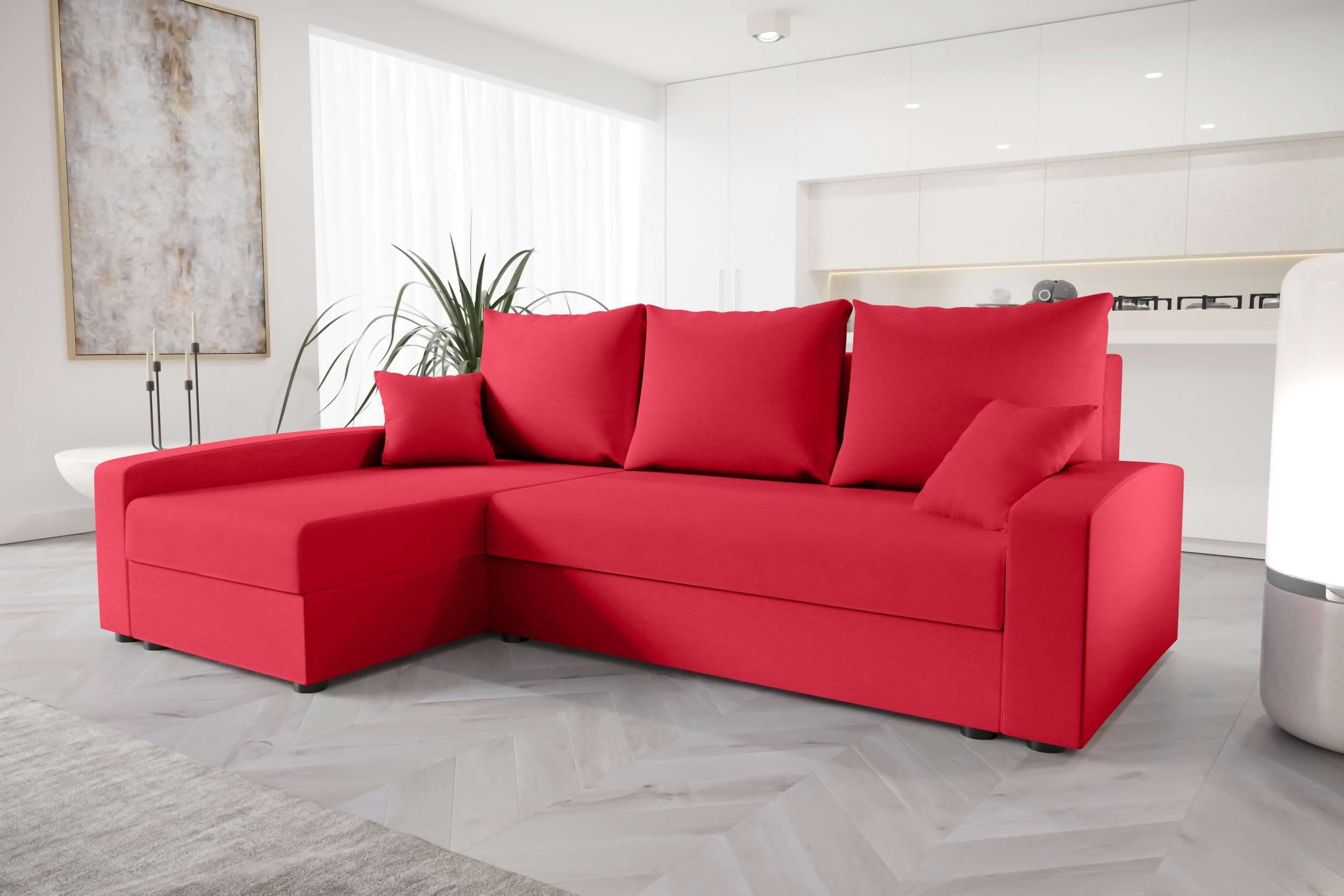 Design Stylefy Sitzkomfort, Eckcouch, Ecksofa Gloria, Bettfunktion, Sofa, Bettkasten, L-Form, mit Modern mit