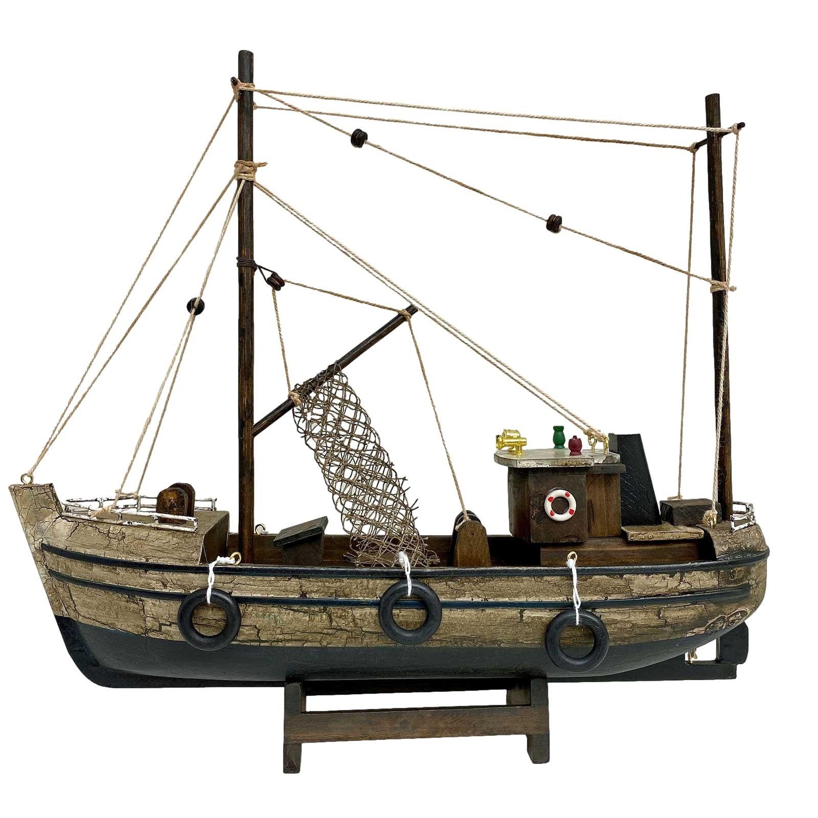 Dekoobjekt Kutter Fischerboot Fischkutter Schiffsmodell Holzschiff Schiff 30cm ke