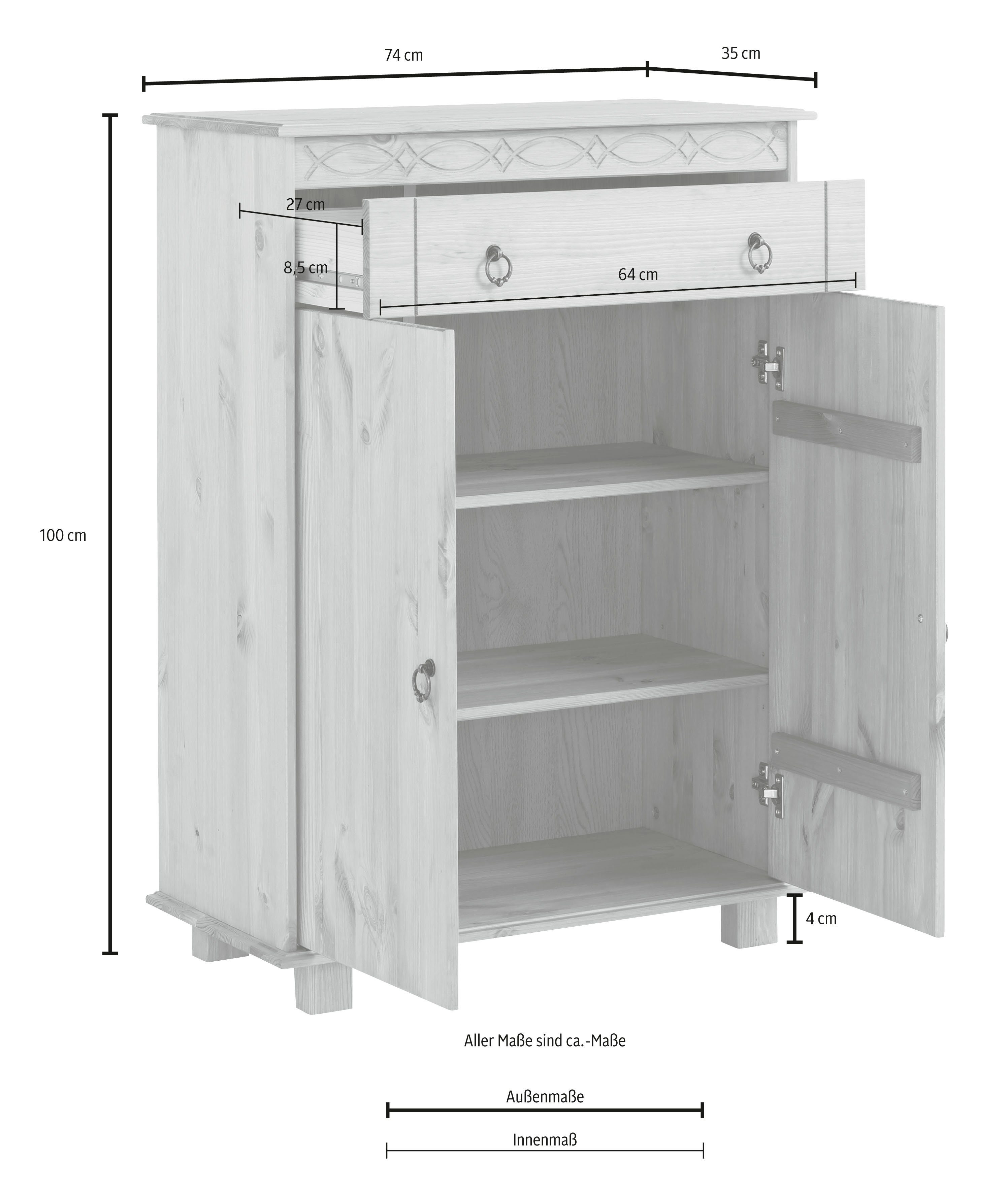 OTTO home Kommode Indra, Sideboard (B/T/H: 74/35/100 cm), 74 cm breit