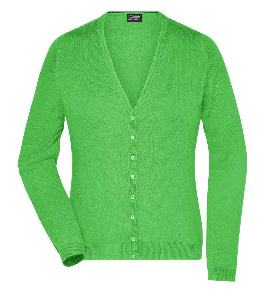 James & Nicholson Strickweste Damen Strickjacke mit V-Ausschnitt JN660 Angenehm weiches und wärmendes Baumwoll-Strickgewebe green