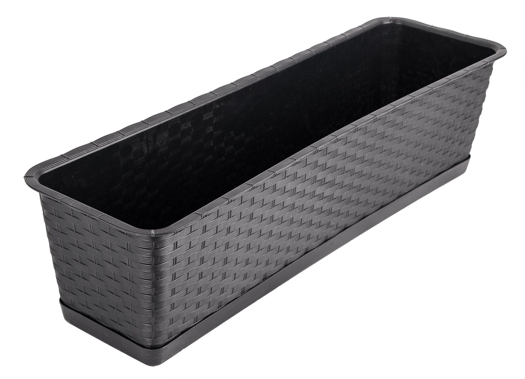 BigDean Blumenkasten Blumenkasten mit Untersetzer 60 cm RattanOptik