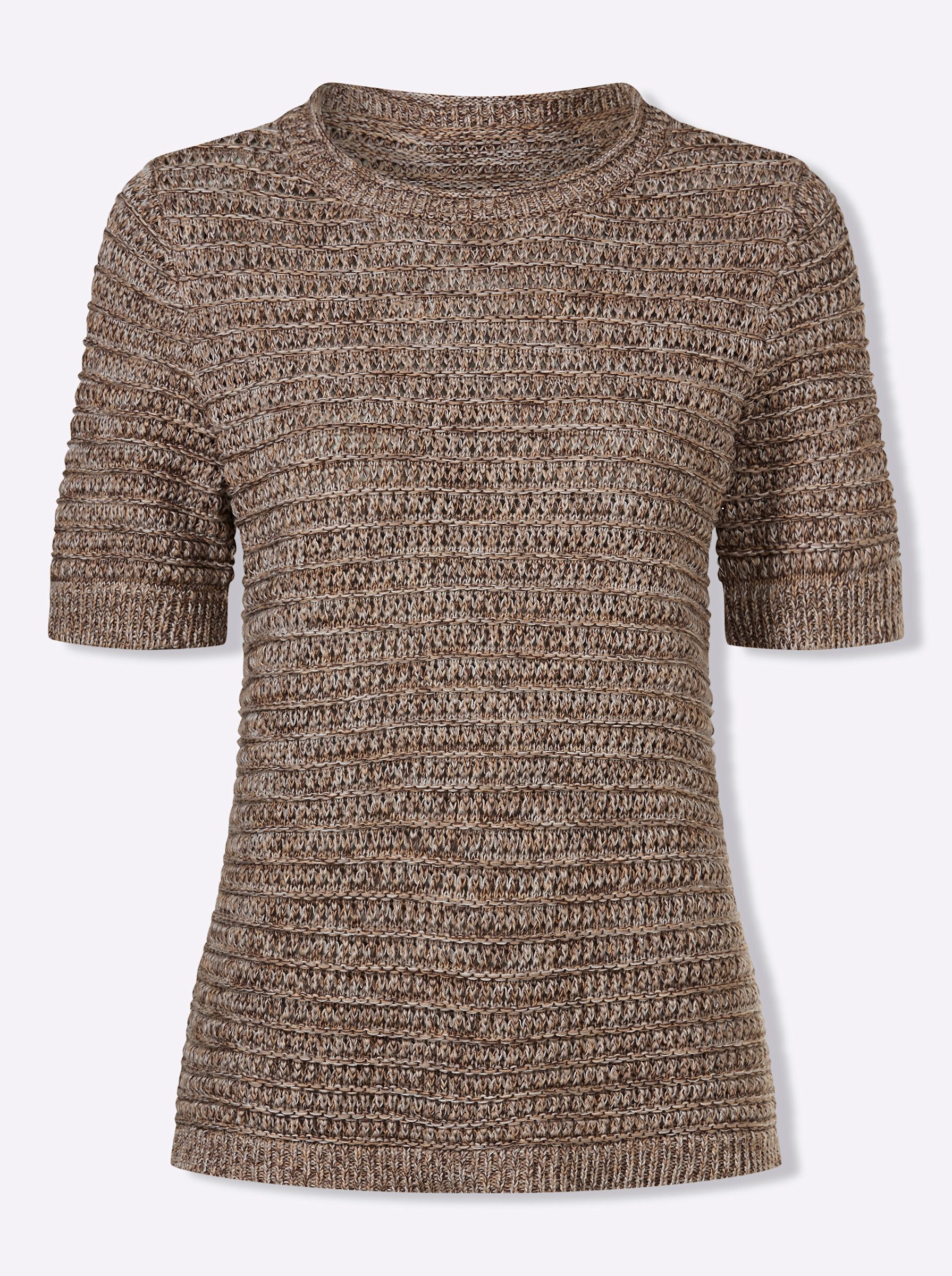 Strickpullover Baumwoll-Pullover Kurzarm Grobstrick