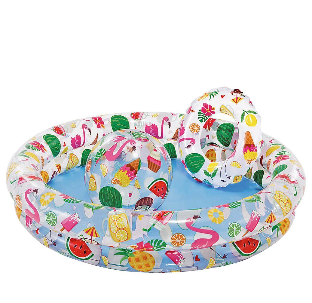 Intex Planschbecken Intex Pool-Set Fruity mit Planschbecken, Wasserball, Schwimmring