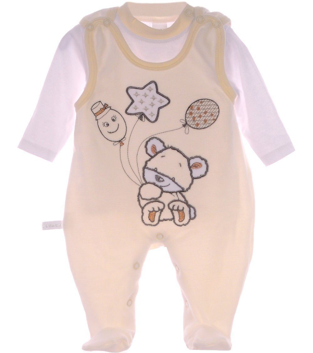 La Bortini Strampler Baby Strampler aus Velours in Creme Erstlingsset mit Shirt weich, warm, creme, 44 50 56 62 68, neutral