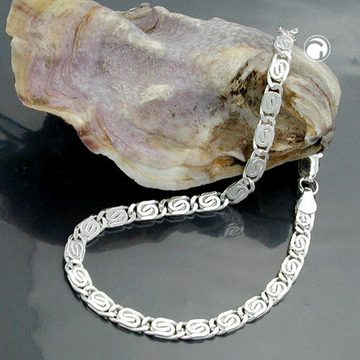 unbespielt Gliederarmband Armband 3,2 mm S-Panzerkette flach diamantiert 925 Silber 21 cm inklusive kleiner Schmuckbox, Silberschmuck für Damen und Herren