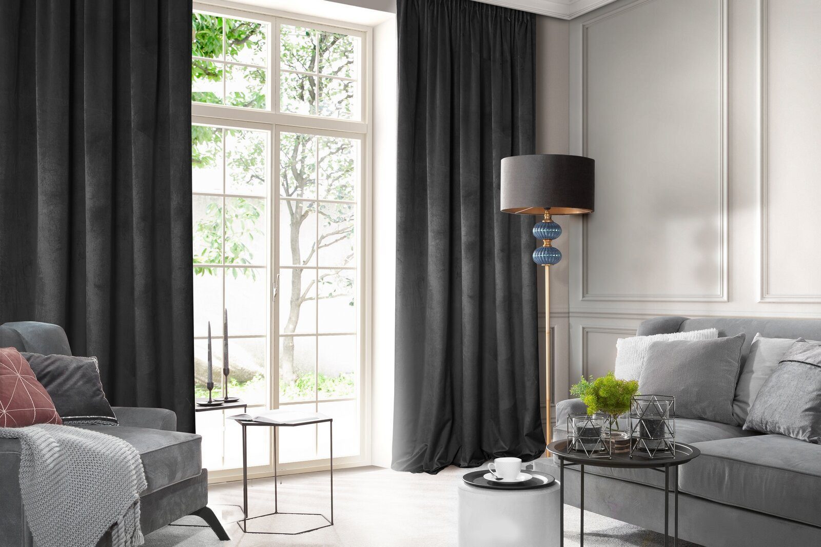Vorhang Samtvorhänge Wohnzimmer Schlafzimmer Blickdicht Ösen Velours Velvet