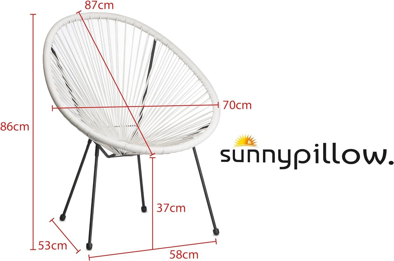 sunnypillow Gartenstuhl Acapulco, gemütlicher Loungesessel für Terrasse, Ga günstig online kaufen