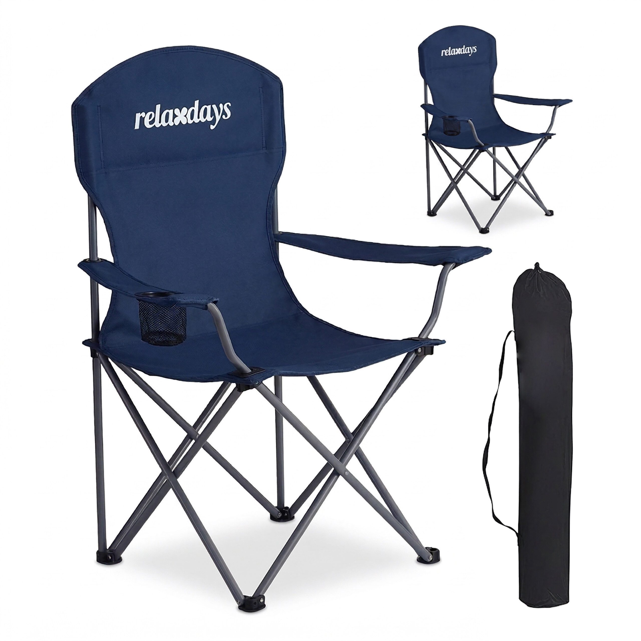 relaxdays Campingstuhl Faltbarer Camping Stuhl 2er Set, blau