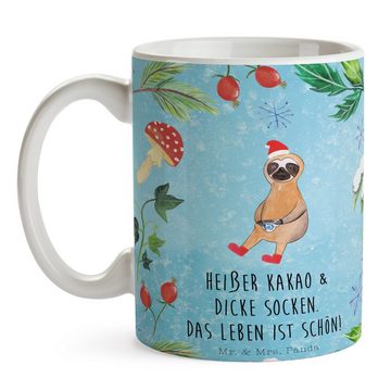 Mr. & Mrs. Panda Tasse Faultier Kakao - Eisblau - Geschenk, Becher, Keramiktasse, Kaffeetass, Keramik, Brillante Bedruckung