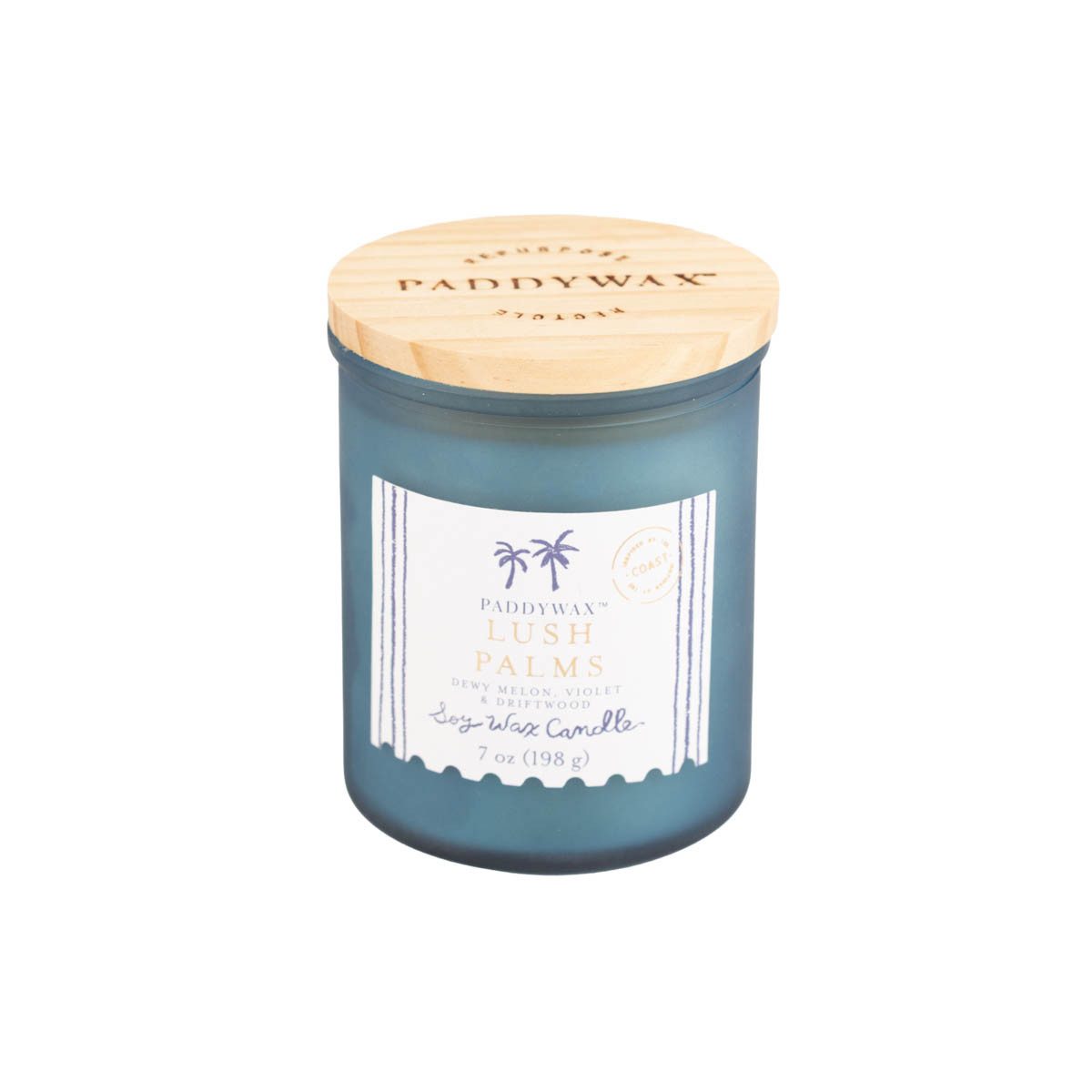 Paddy Wax Duftkerze Paddywax Coastal Duftkerze Lush Palms Sojawachs Glas, blau, 40 Std (1-tlg)