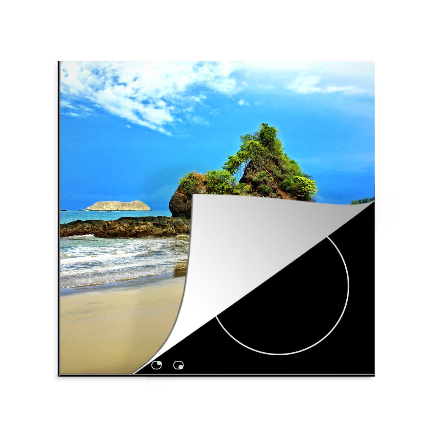 MuchoWow Herdblende-/Abdeckplatte Paradies am Strand von Costa Rica, Vinyl, (1 tlg), 78x78 cm, Ceranfeldabdeckung, Arbeitsplatte für küche