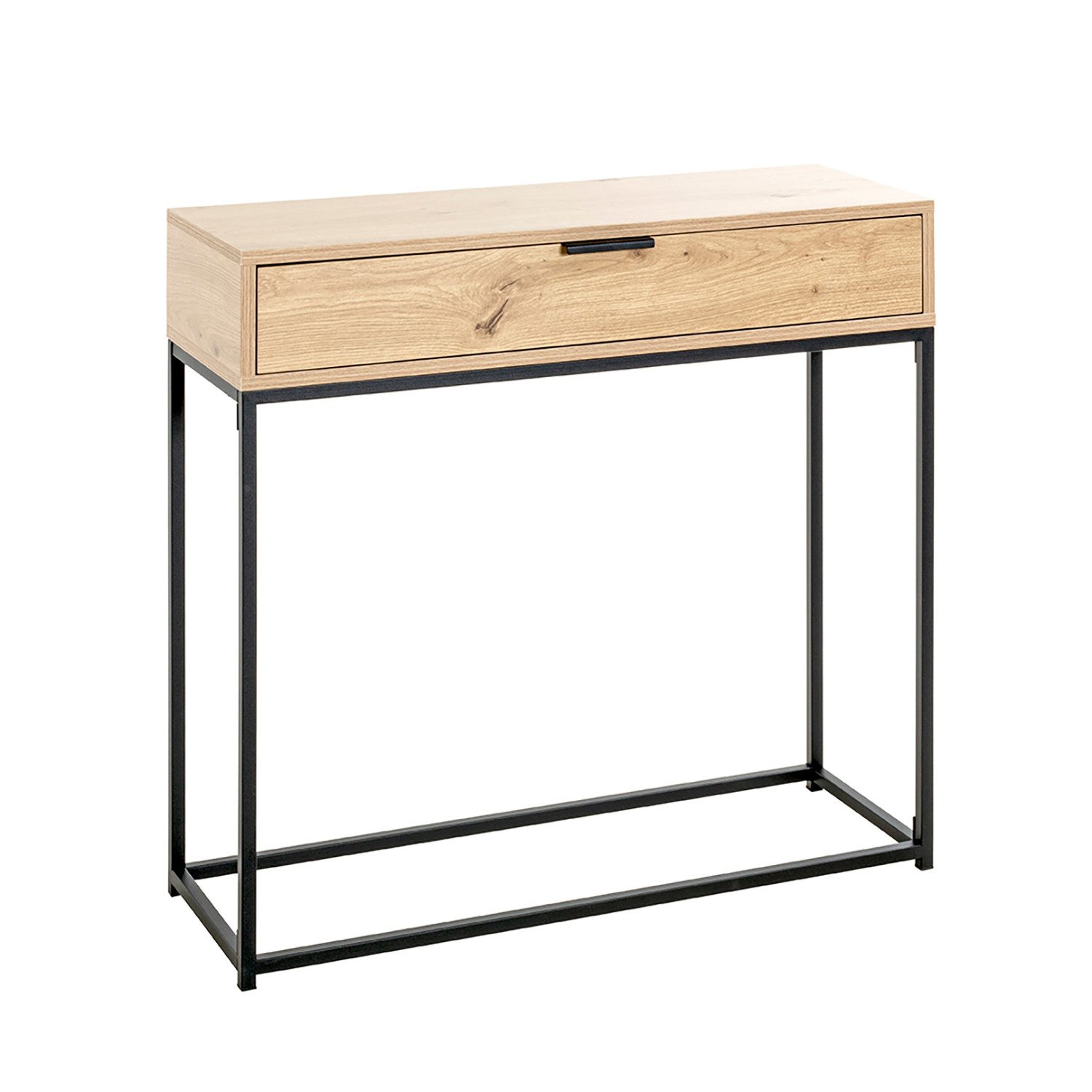 HAKU Konsolentisch Konsole - eiche - Metall, Spanplatte - H. 77cm x B. 80cm - Ablagetisch (1xKonsole, Beistelltisch - Schminktisch), Wandregal - Ablage - Konsolentisch - Sideboard