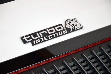 HR Autocomfort Typenschild 3D Schild Relief Emblem TURBO INJECTION Rabbit Double 20 cm selbstklebend