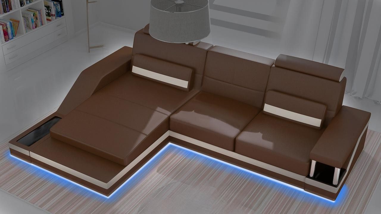 JVmoebel Ecksofa Ecksofa Hamburg aus italienischem Leder und Kunstleder mit Ottomane, Made in Europa