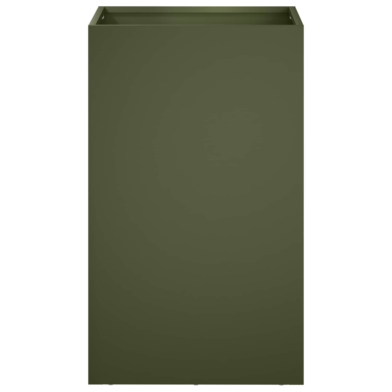 vidaXL Blumentopf Garten-Pflanzgefäß Olivgrün 30 x 30 x 40 cm Kaltgewalzter Stahl (1 St)