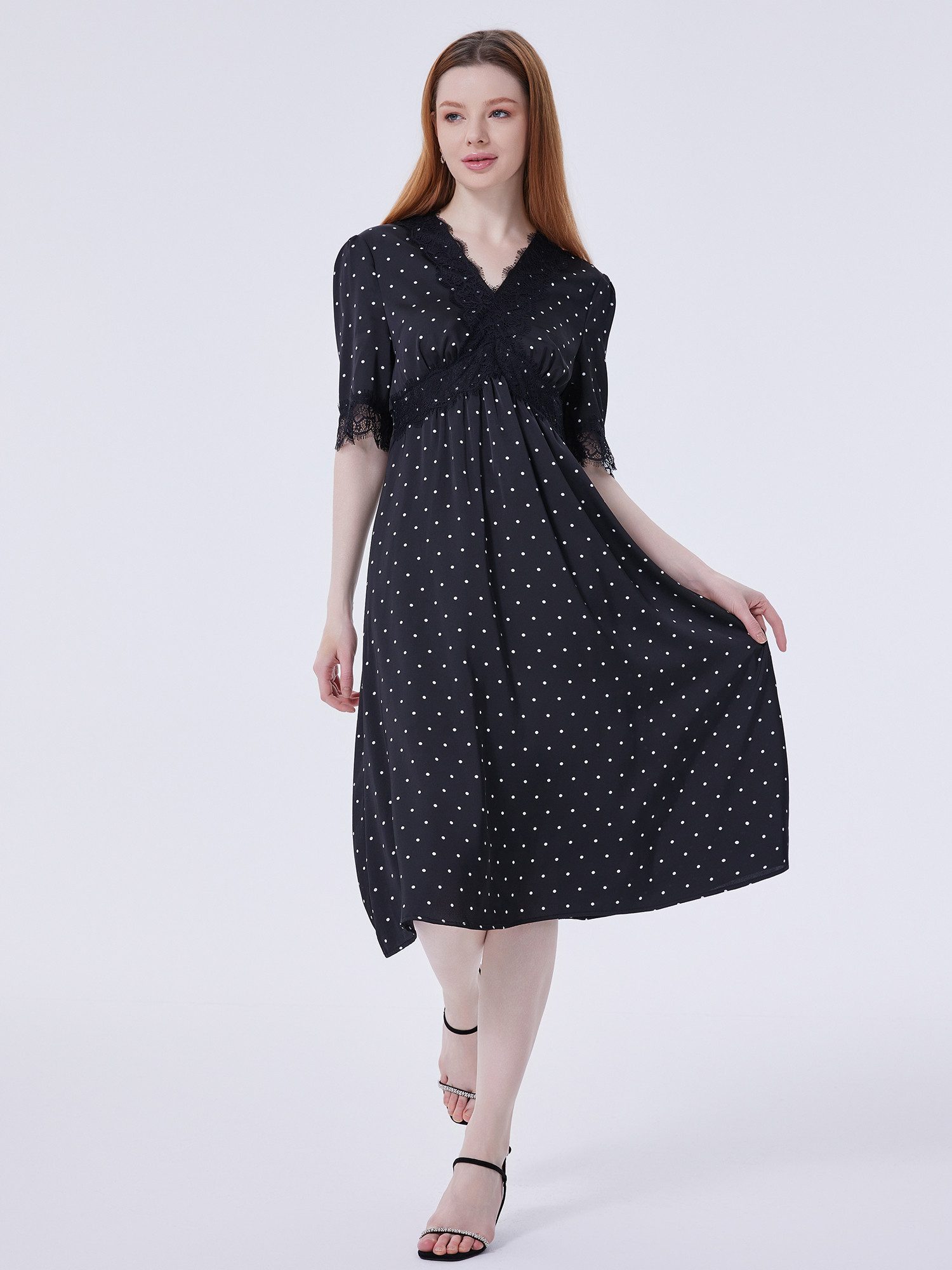 LAPA PLUS Midikleid Damen V-Neck Sommerkleid günstig online kaufen