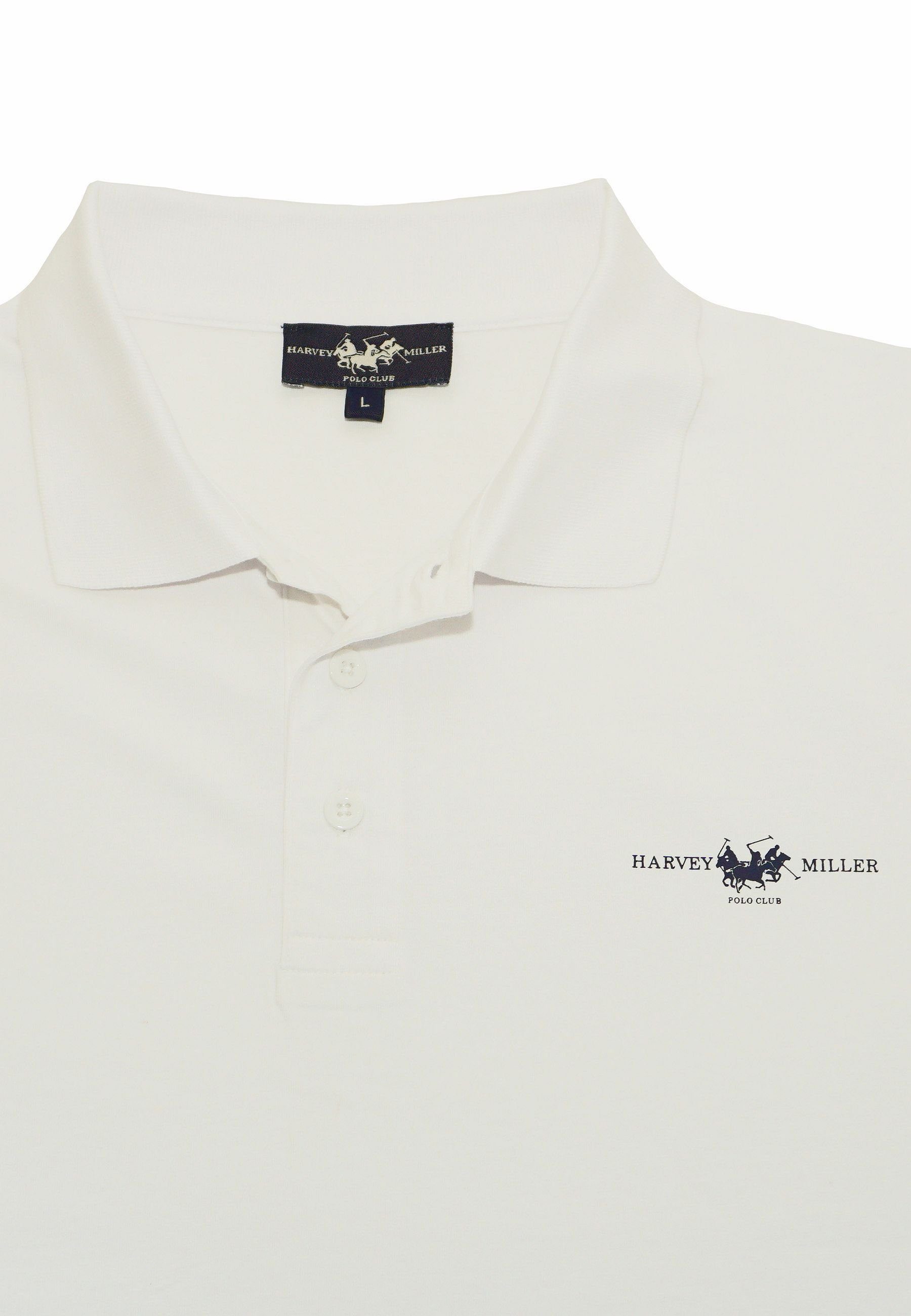 Miller Poloshirt weiss Jersey (1-tlg) Harvey Shirt Poloshirt