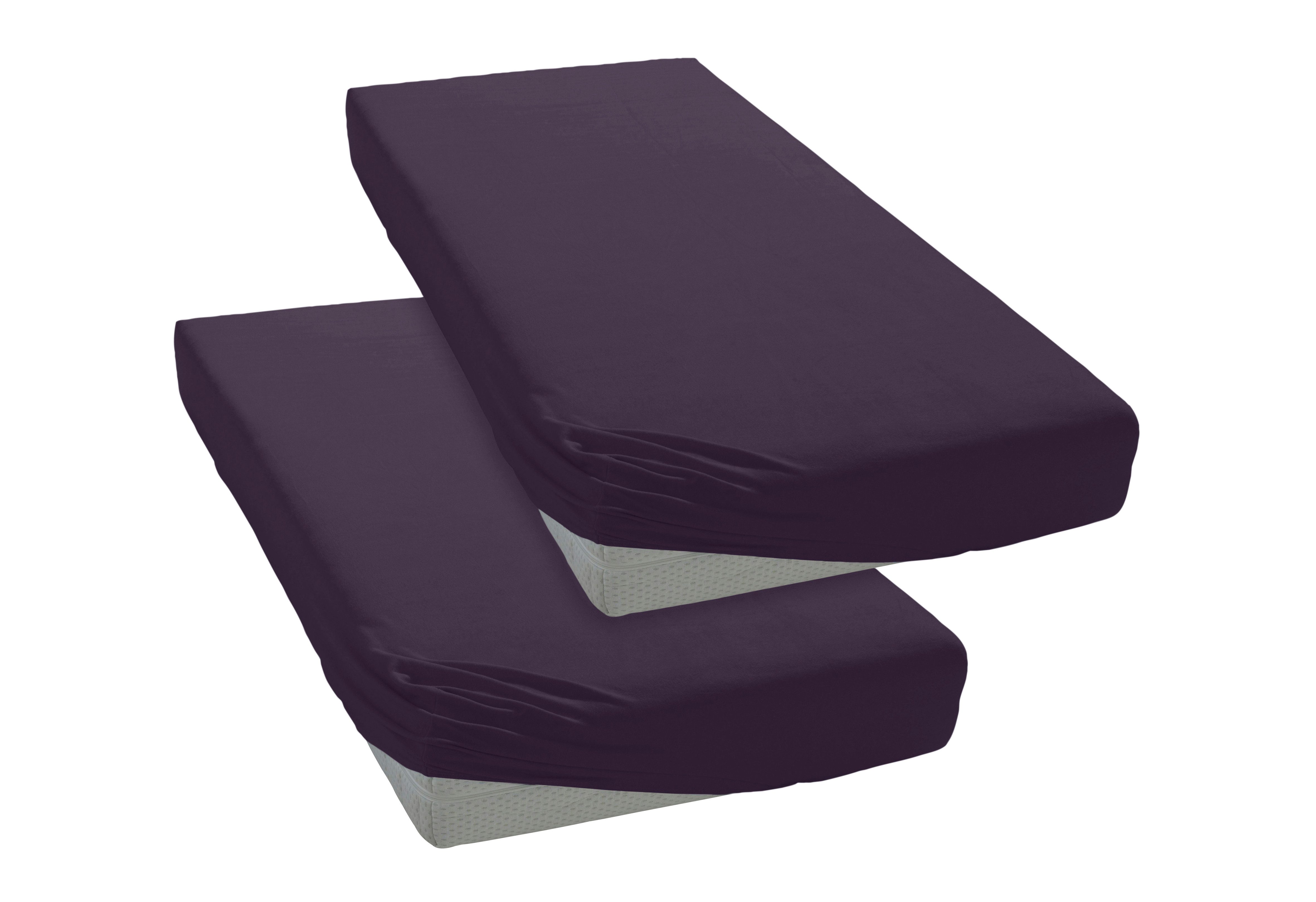 my home Spannbettlaken PHYSALIS, Jersey, Gummizug: rundum, (2 Stück), 100% Baumwolle, Matratzen bis 18 cm Höhe, Bettlaken, Spannbetttuch