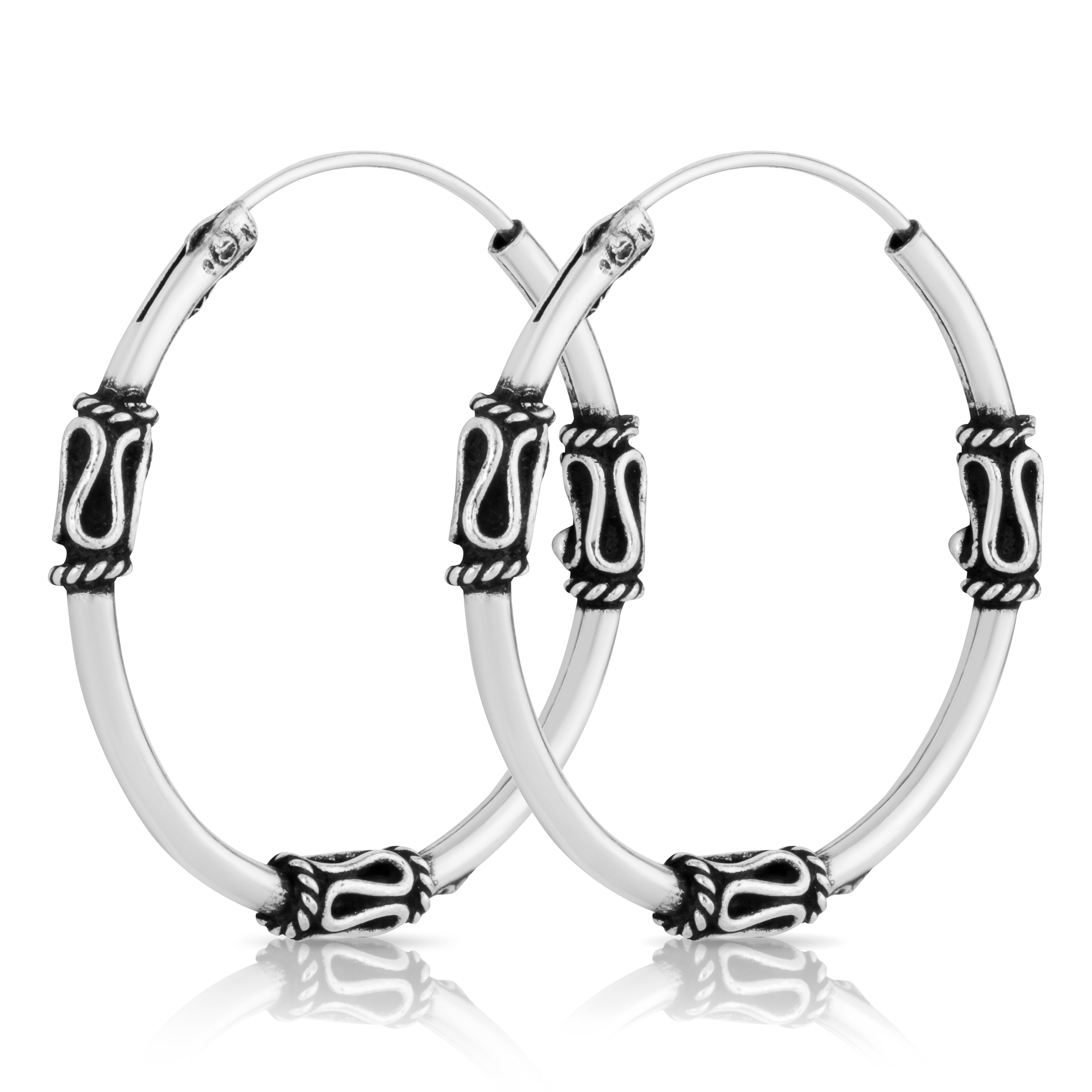Paar Creolen Paar Bali Creolen 25mm aus 925 Sterling Silber Mit