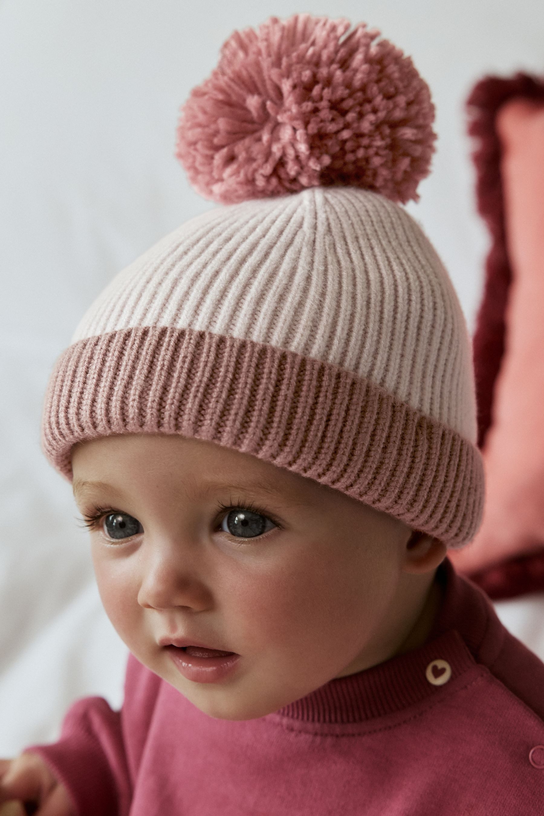Strickmütze Baby-Strickmütze mit Bommel