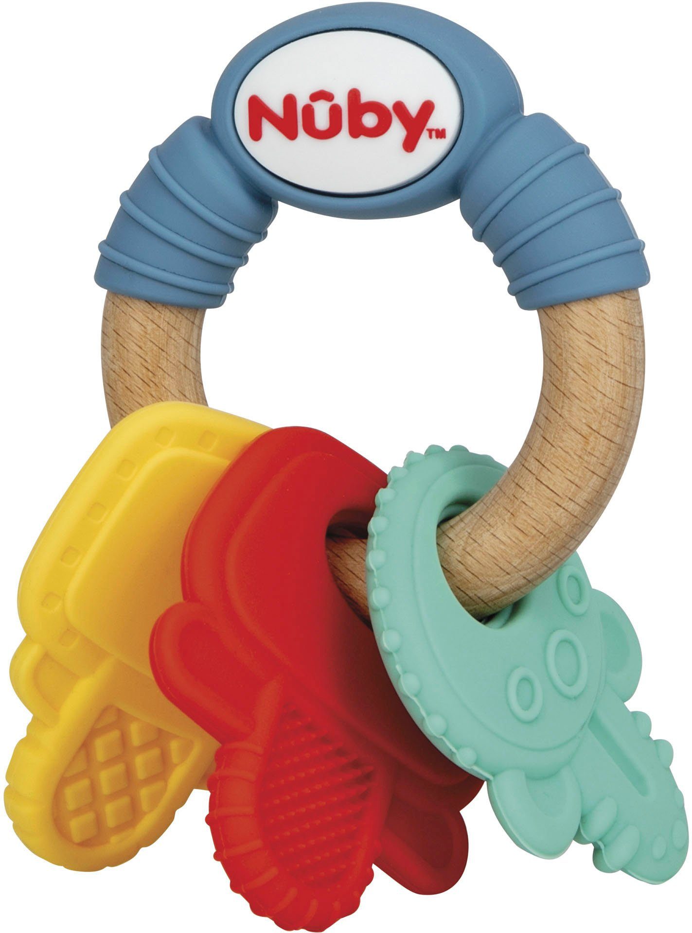 Nuby Beißring Holzspielzeug, Schlüssel, Holz/Silikon