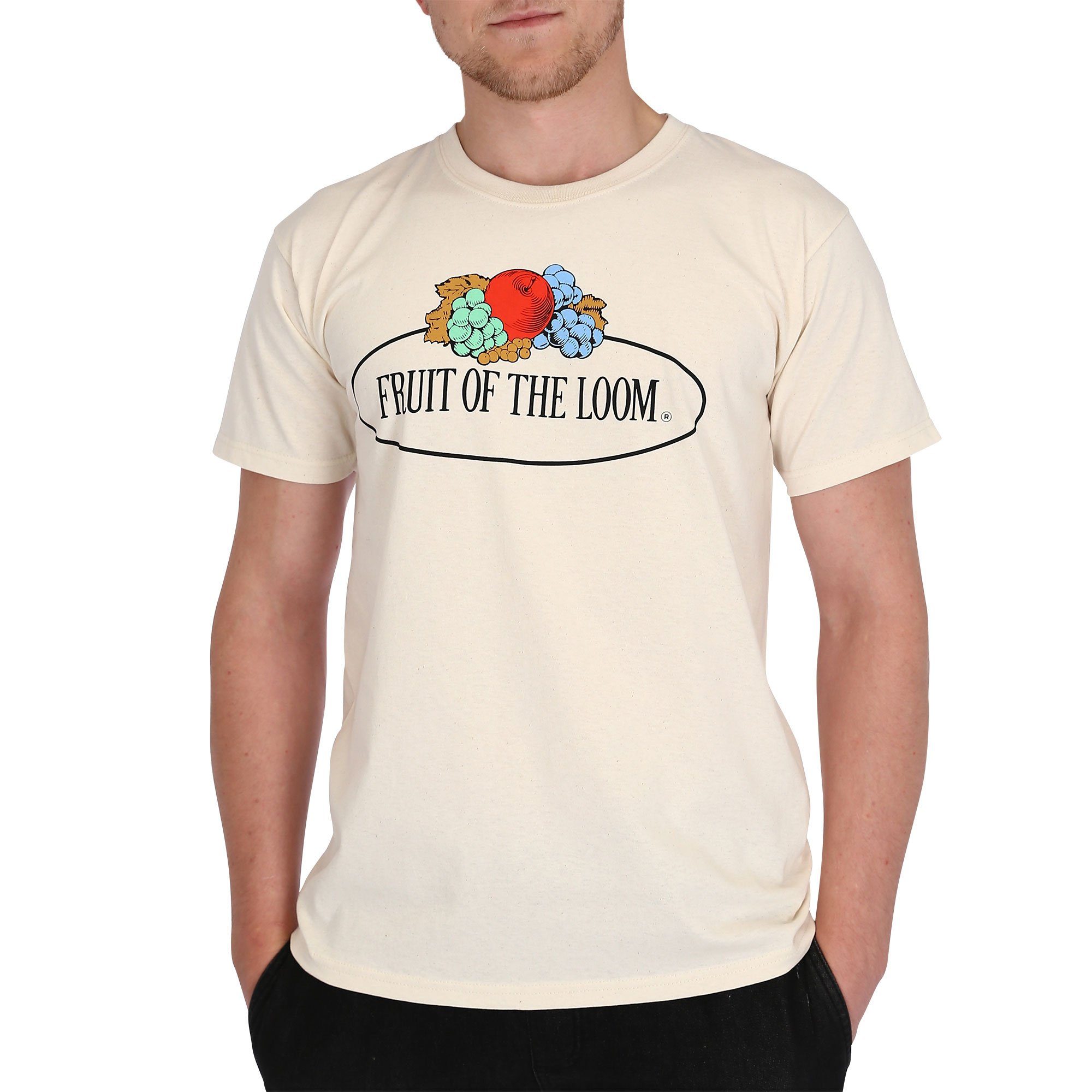 Fruit of the Loom Rundhalsshirt Fruit of the Loom Fruit of the Loom T-Shirt mit Vintage Logo natur