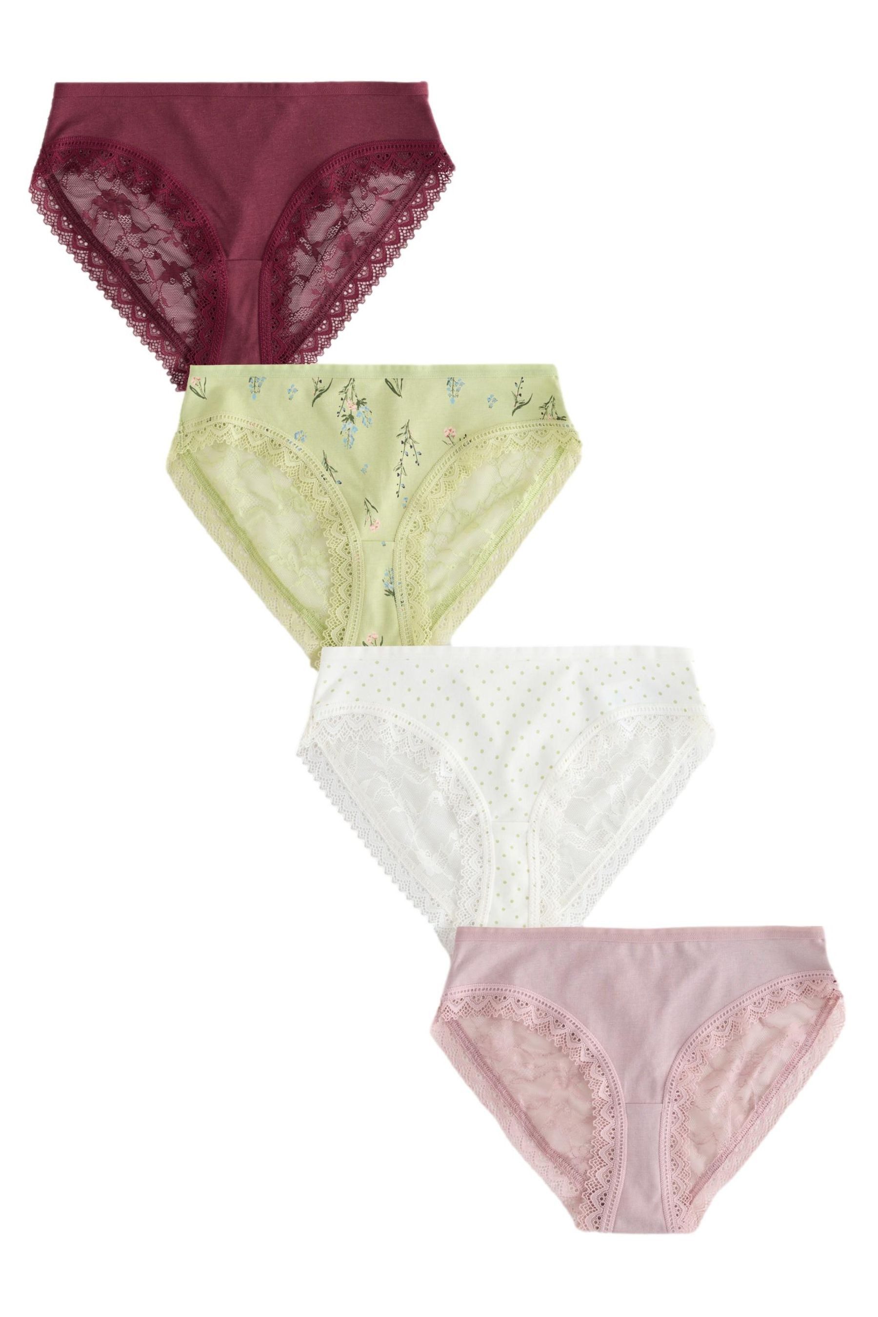 Slip Spitzenslips im 4er-Pack, hoher Beinschnitt