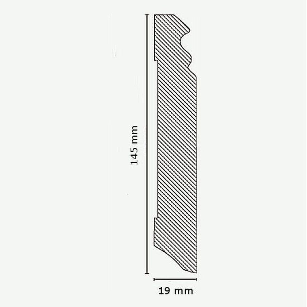 PROVISTON Sockelleiste MDF, 19 x 145 x 2500 mm, Weiß, Fußleiste Berliner Profil