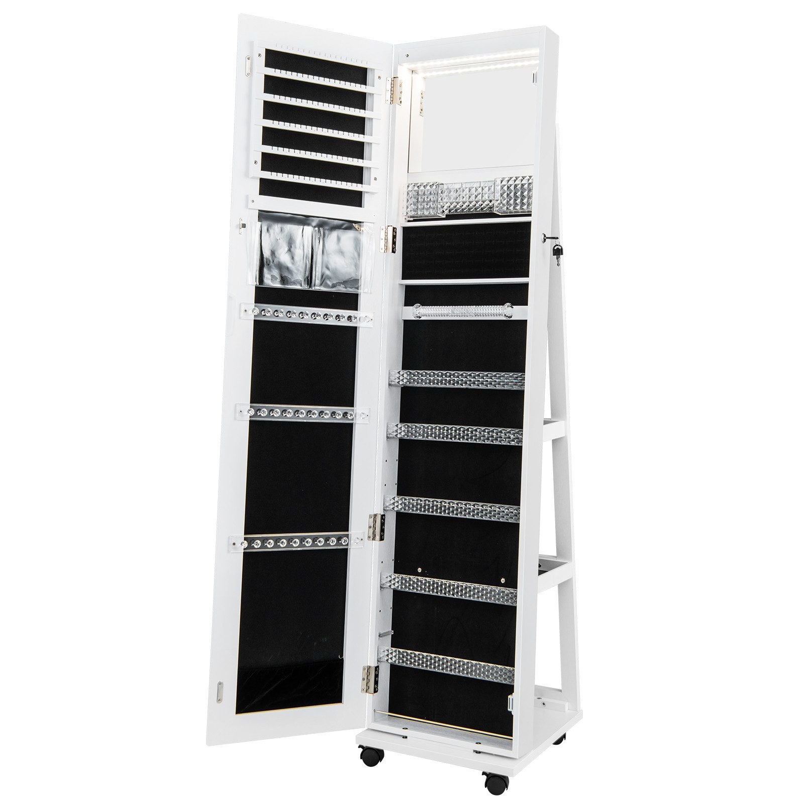 COSTWAY Schmuckschrank mit Spiegel & LED, günstig online kaufen