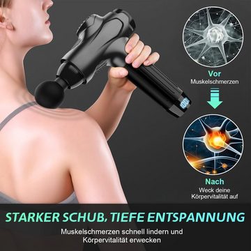 Welikera Massagegerät Massagepistole,Sport-Massagegerät mit 12 Massageköpfen, Grau