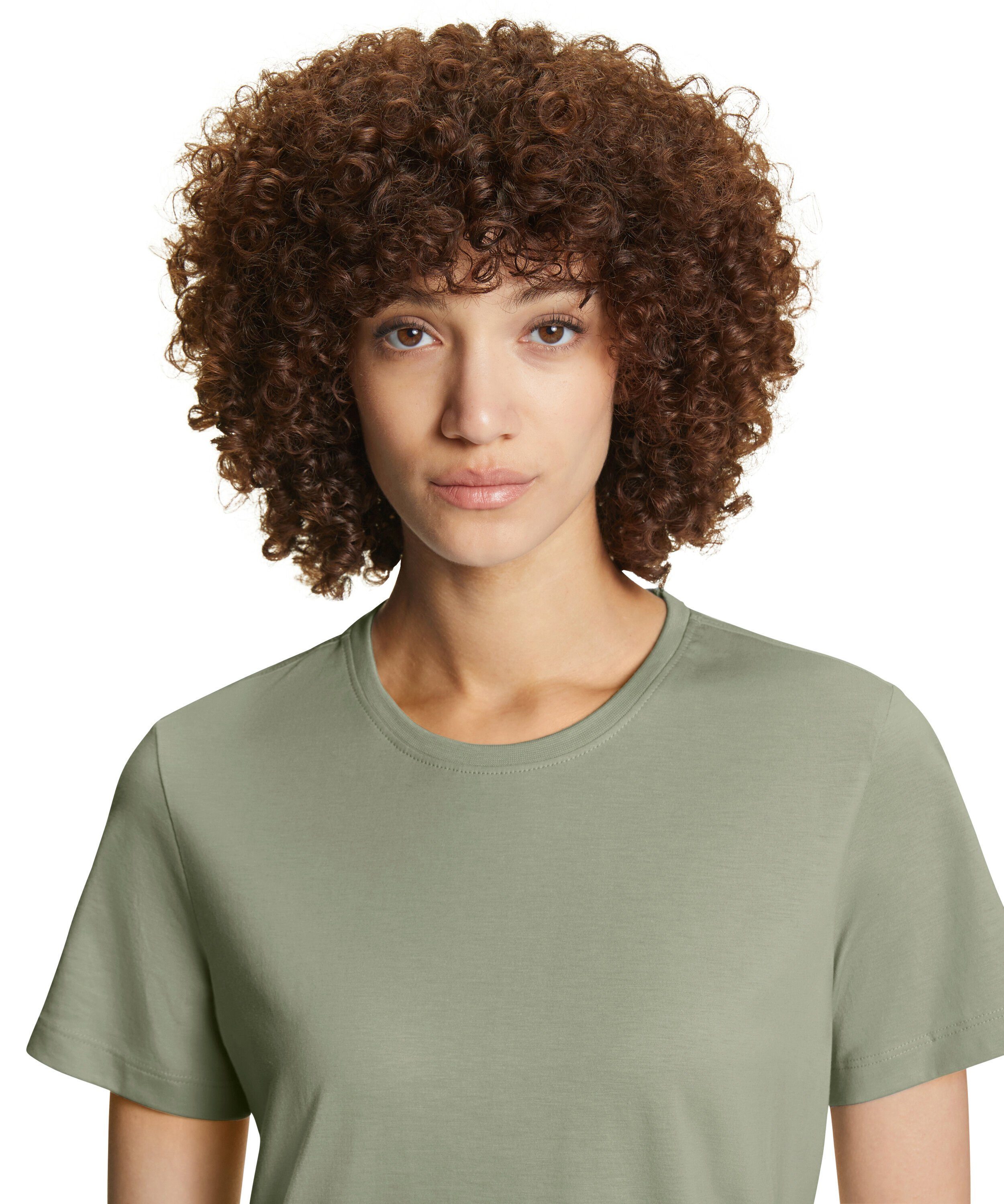 (1-tlg) aus grey Pima-Baumwolle FALKE T-Shirt hochwertiger (7180) frosty