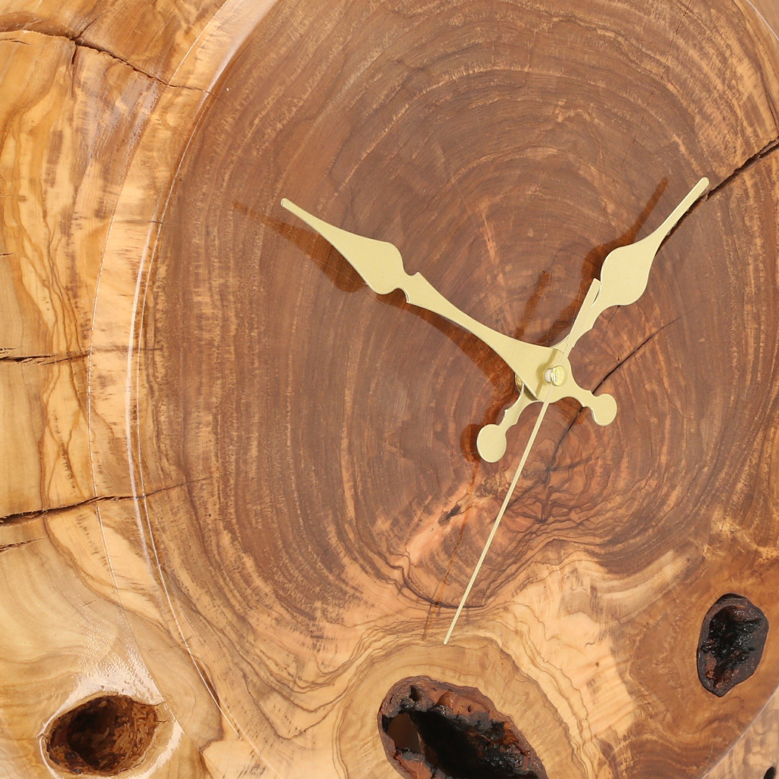 Lantelme Wanduhr Holz Zimmeruhren in einzigartiger Form (Olivenholz Uhr mit  einzigartiger Maserung, geräuschloses Uhrwerk)