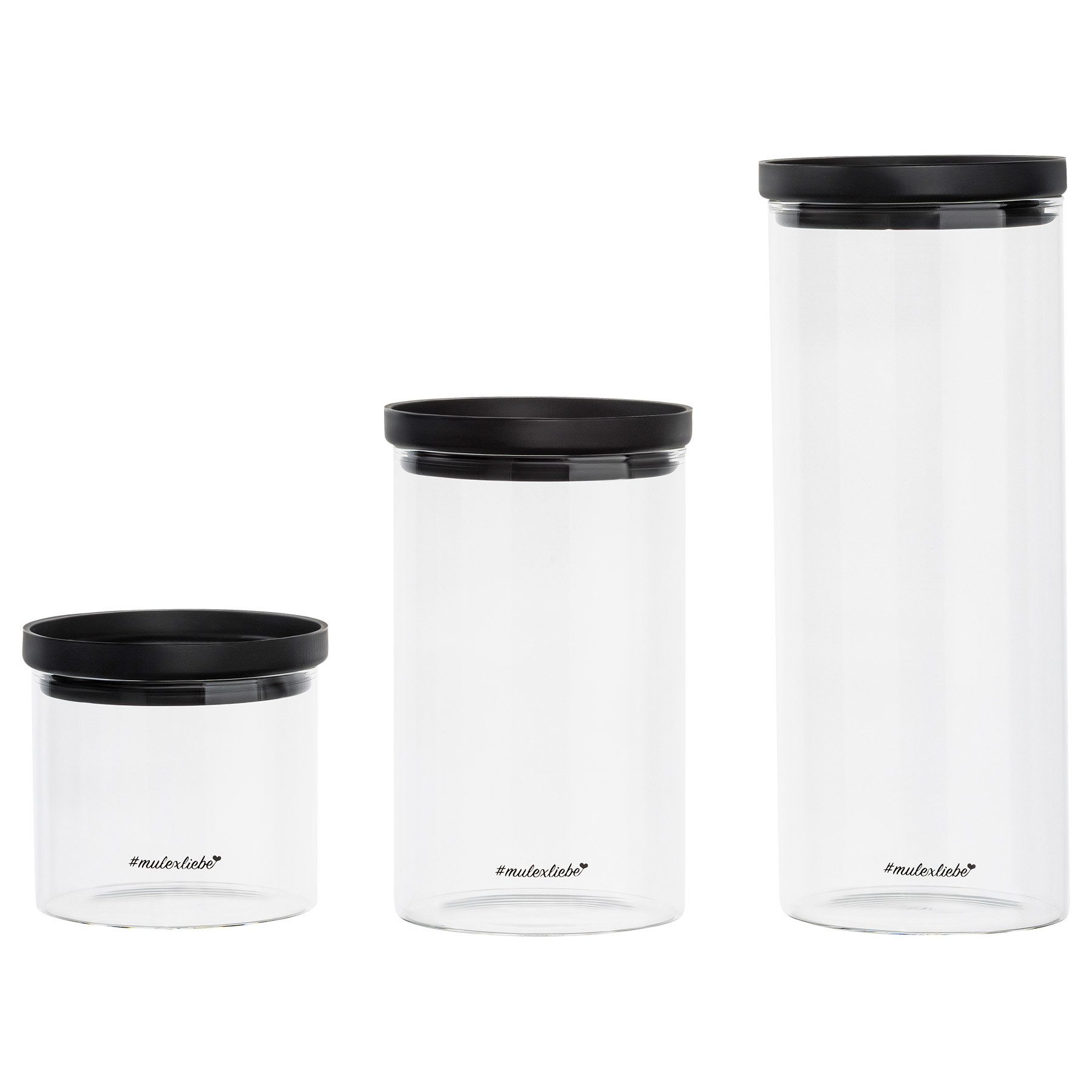 Mulex Vorratsglas KALMAR Банки для хранения-Set, Glas, (stapelbar, 6-tlg., mit luftdichtem Deckel), schwarz