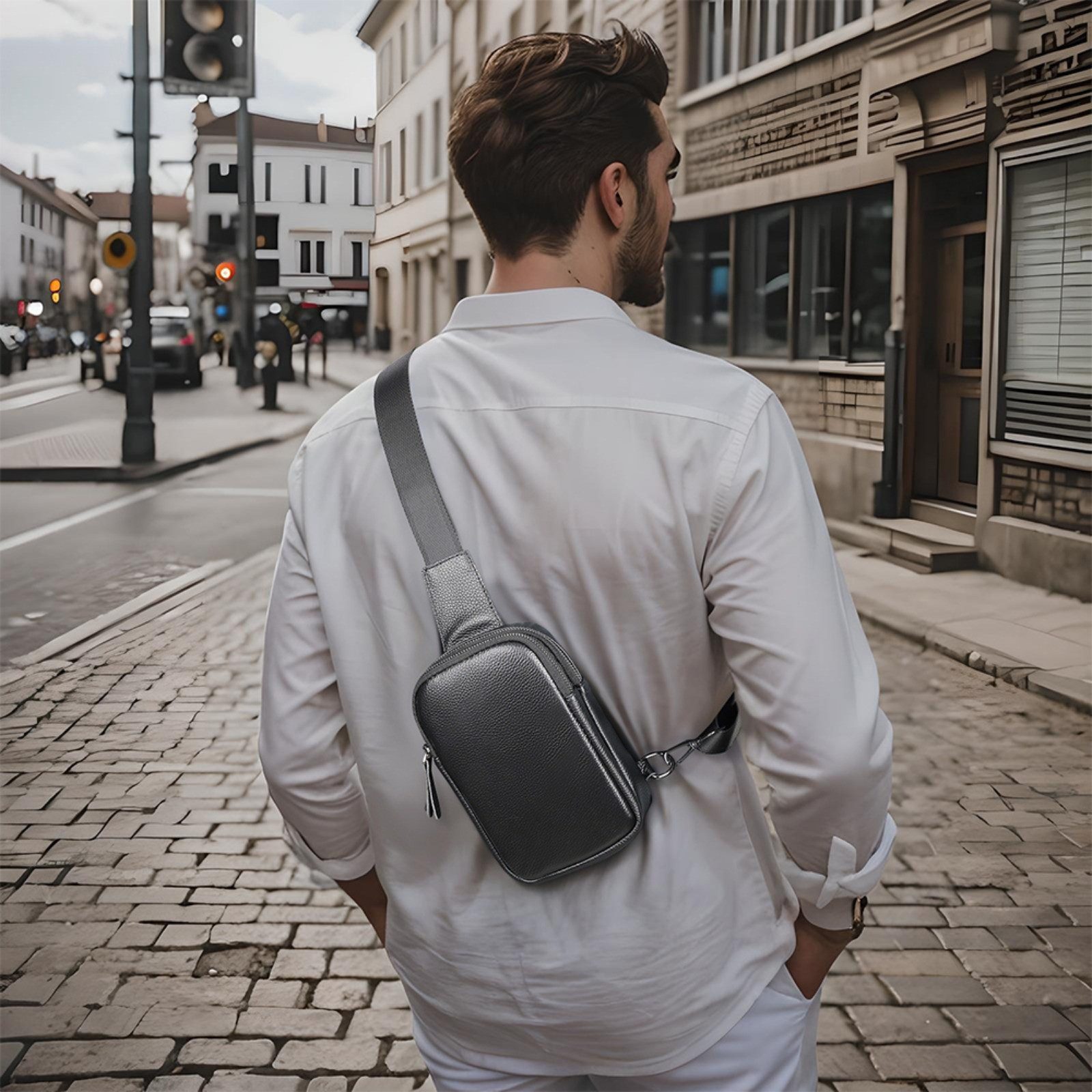 YUBRO-STUDIO Messenger Bag Herren Leder Umhängetasche günstig online kaufen
