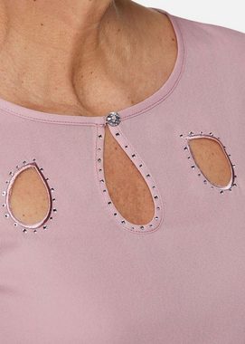 GOLDNER Kurzarmbluse Feminine Bluse mit aufregender Ausschnittlösung