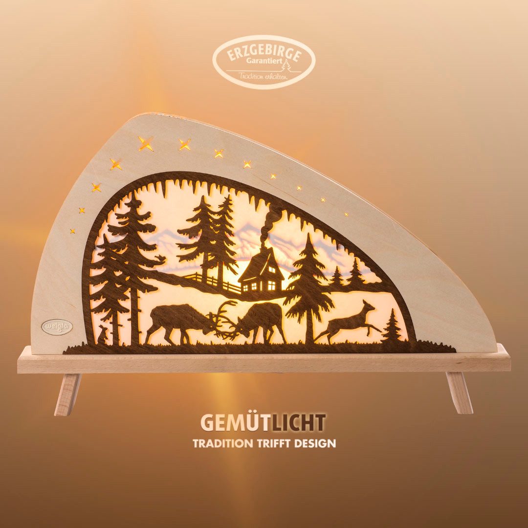 Weigla LED Lichterbogen Rotwild, Holz Schwibbogen, Dekoleuchte, Herbstdeko, günstig online kaufen