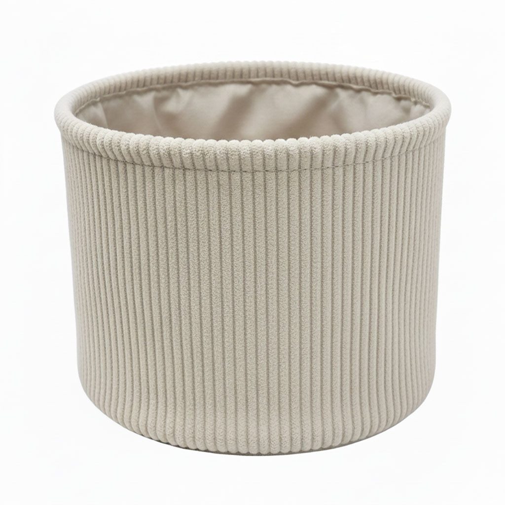 B&S Aufbewahrungskorb Korb / H 12 x Ø 16 cm / Rillenoptik / beige / Rund