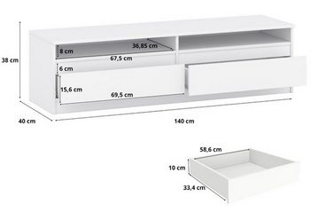 Feldmann-Wohnen Lowboard Lala (Lala, 1 St., Lowboard), 140x40x38cm weiß