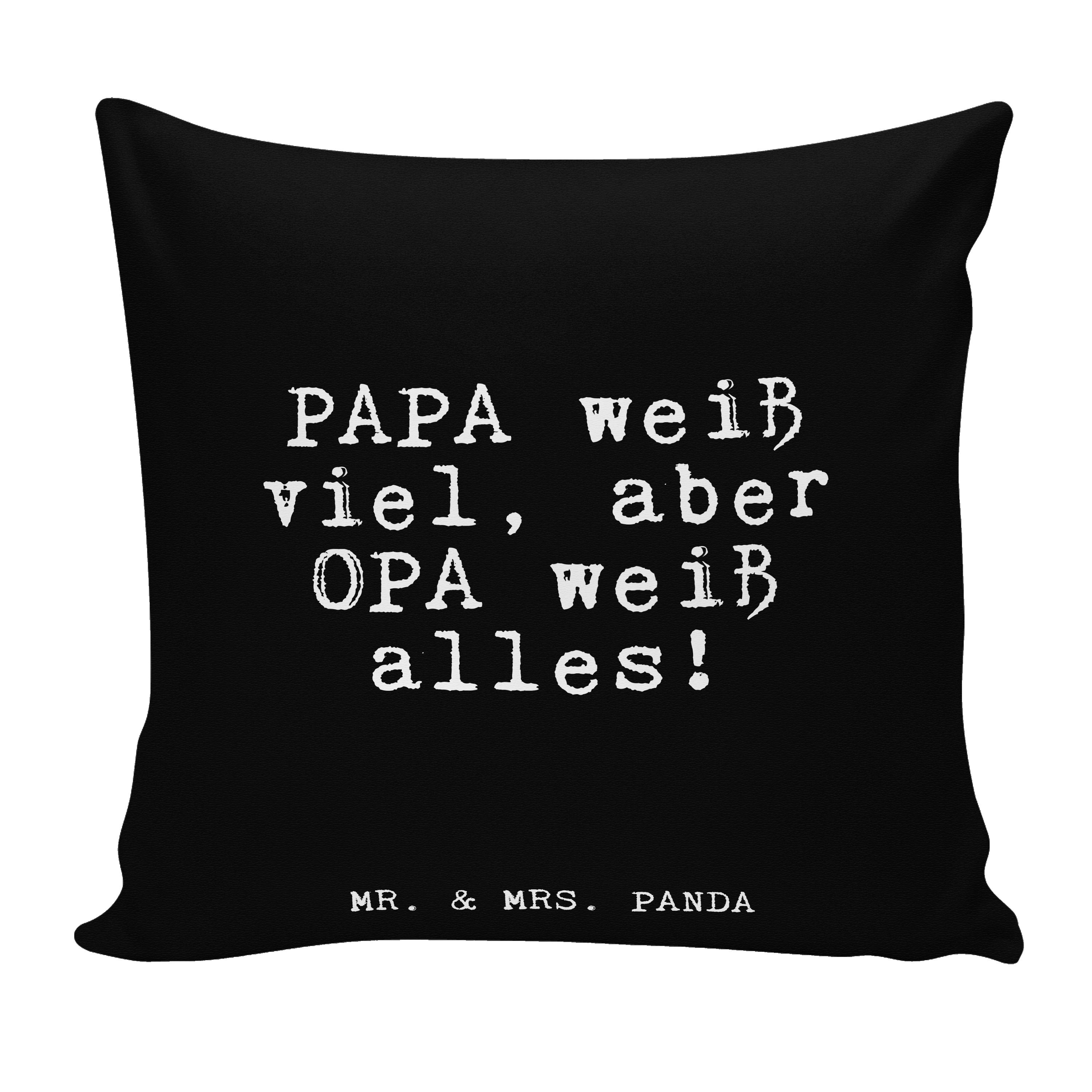 Mr. & Mrs. Panda Dekokissen PAPA weiß viel, aber... - Schwarz - Geschenk, Großeltern, Motivkissen