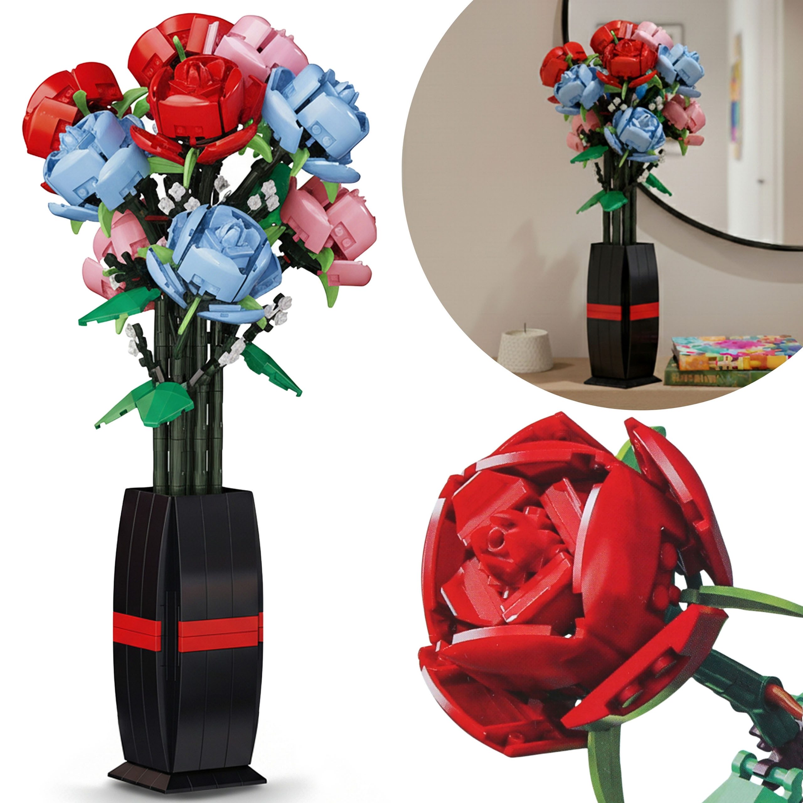 Sarcia.eu Blumenstrauß Bausteine, kompatibel mit LEGO, 9 Rosen, Vase, 756 S günstig online kaufen