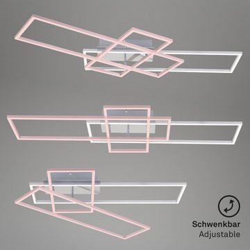 Briloner Leuchten LED Deckenleuchte 3156-018, CCT Farbtemperatursteuerung, Fernbedienung, dimmbar, Nachtlicht, Timer, LED fest verbaut, Kaltweiß, Neutralweiß, Tageslichtweiß, Warmweiß, Deckenlampe, 104x42x10cm, Chrom, 55W, Wohnzimmer, Schlafzimmer, Küche